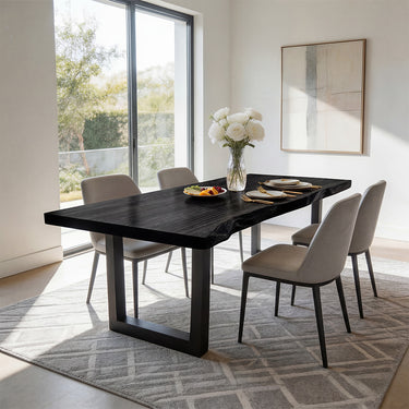 Live Edge Walnut Dining Table with Modern Base