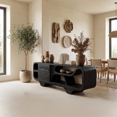 Sculptural Wave Sideboard With Open Display Shelves