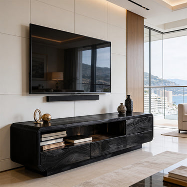 Organic Modern TV Cabinet With Drawers And Open Storage