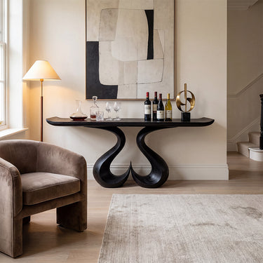 Twin Sculptural Pedestal Console Table For Modern Interiors