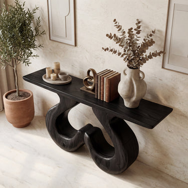 Double Loop Sculptural Console Table With Organic Base