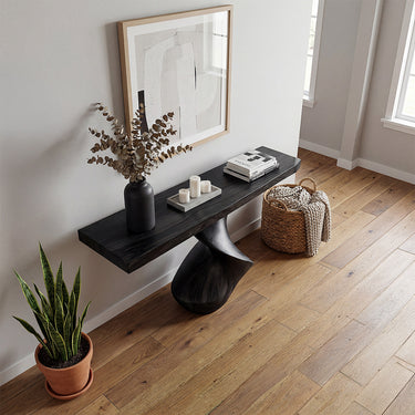 Sculptural Console Table With Twisted Wood Pedestal