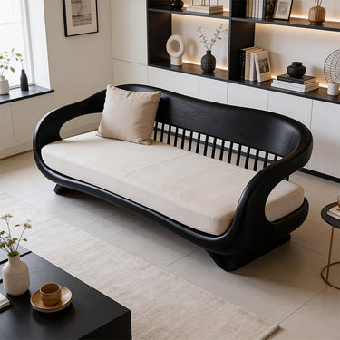 Sculptural Wave Sofa With Open Arm Flowing Frame