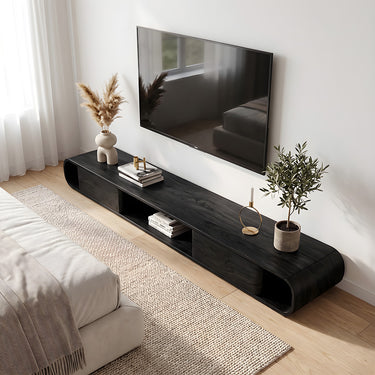 Minimal Curved Frame TV Cabinet With Floating Block Storage