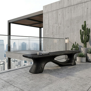 Streamline Wood Console Table With Sculpted Void Base