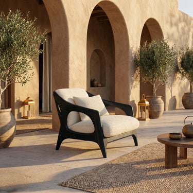 Sculptural Wood Lounge Chair With Open Arm Frame