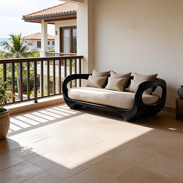 Open Ring Arm Sofa With Sculptural Flowing Base