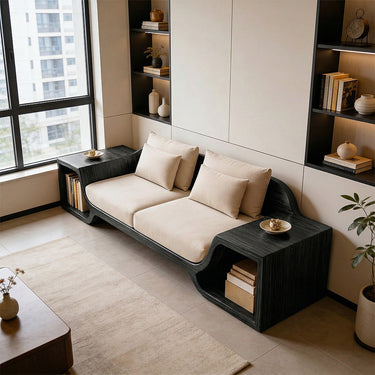 Integrated Side Table Sofa With Sculptural Flow Frame