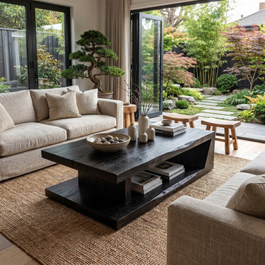 Solid Wood Coffee Table With Open Storage Shelf