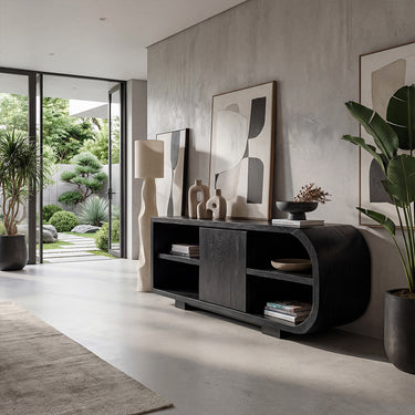 Organic Waterfall Sideboard With Sliding Door Storage