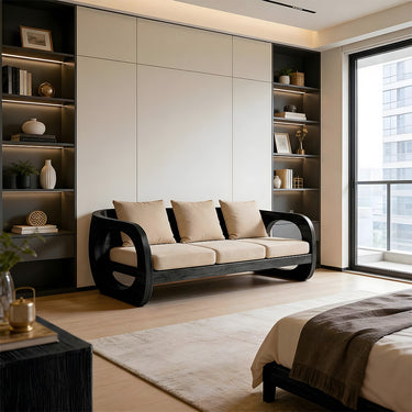 Open Loop Arm Sofa With Sculptural Solid Frame