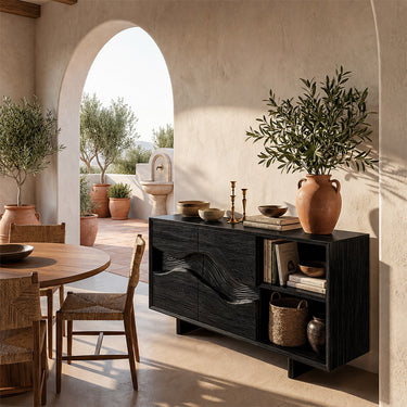 Organic Wave Sideboard With Carved Door Detail