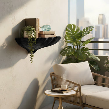 Organic Sculptural Floating Shelf in Natural Wood with Curved Form