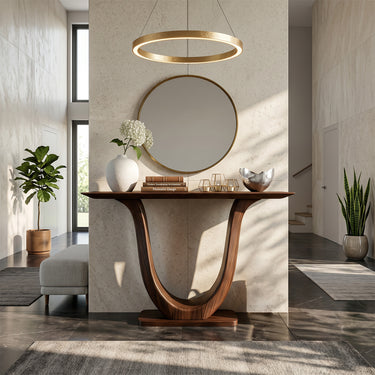 Contemporary Entry Console Table with Sculptural U Base