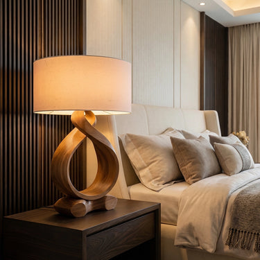 Sculptural Loop Solid Wood Table Lamp for Modern Interiors