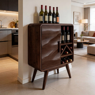 Compact Wood Wine Cabinet With Bottle Storage