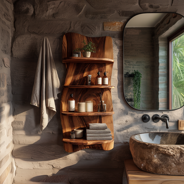 Floating Wall Shelf with Natural Edge Organic Design
