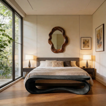 Sculptural Wave Bench with Flowing Organic Form