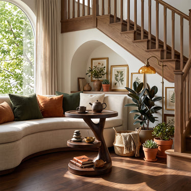 Round Side Table with Two-Tier Open Shelf
