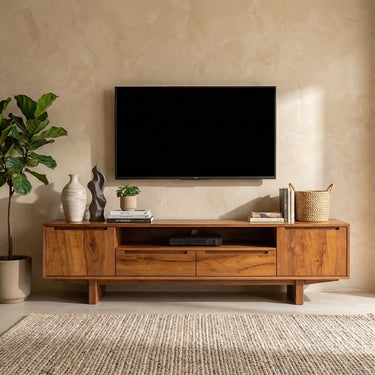Modern Storage TV Console With Open Media Shelf