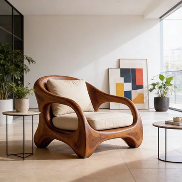 Organic Loop Frame Lounge Chair with Sculpted Base