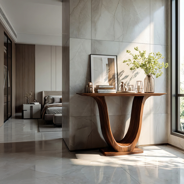 Contemporary Entry Console Table with Sculptural U Base