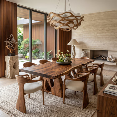 Luxury Live Edge Dining Table With Sculptural Loop Base