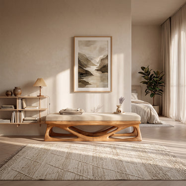 Contemporary Upholstered Entryway Bench With Sculptural Open Frame