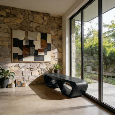 Sculptural Double Loop Bench with Flowing Organic Base
