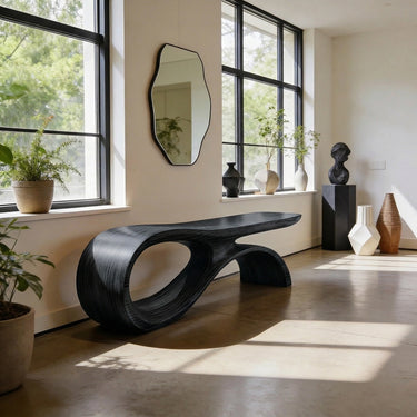 Organic Loop Bench with Sculptural Open Base