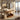 Curved Pedestal Console Table in Natural Wood
