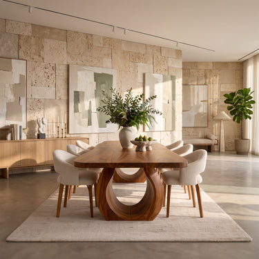 Organic Edge Dining Table With Rounded Arch Pedestal