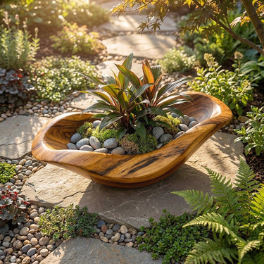 Organic Solid Wood Planter Bowl for Contemporary Interior Styling