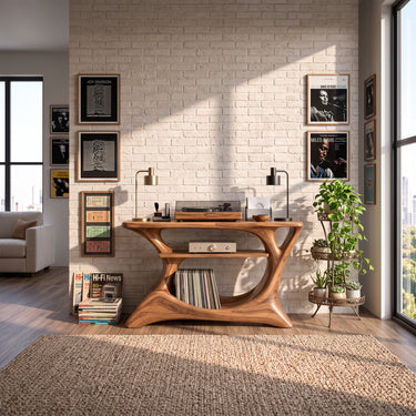 Modern Turntable Table With Display Shelf And Record Storage