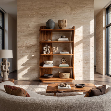 Modern Solid Wood Bookshelf With Five Tier Open Display Shelves