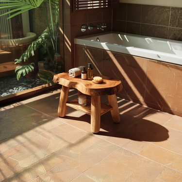 Live Edge Shower Bench Natural Wood Bathroom Seat With Storage