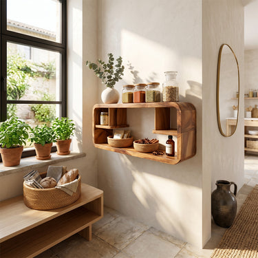 Organic Wave Wall Shelf with Layered Sculptural Storage