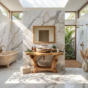 Organic Christmas Bathroom Vanity with Live Edge Top and Towel Shelf For Modern Bathroom