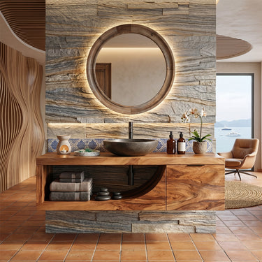 Solid Wood Floating Bathroom Vanity with Storage for Modern Interior