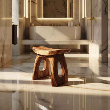 Organic Shower Stool Natural Wood Contemporary Bathroom Seating