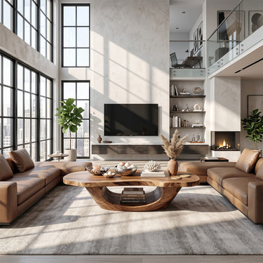 Sculptural Oval Coffee Table with Open Curve Base