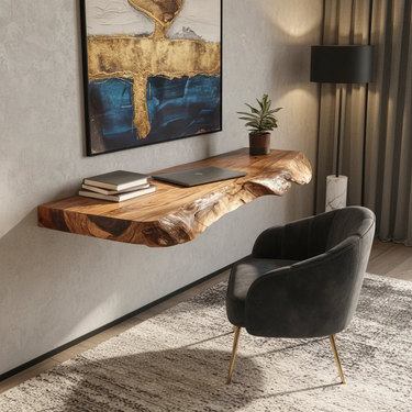 Natural Live Edge Wood Floating Shelf for Modern Wall Decor