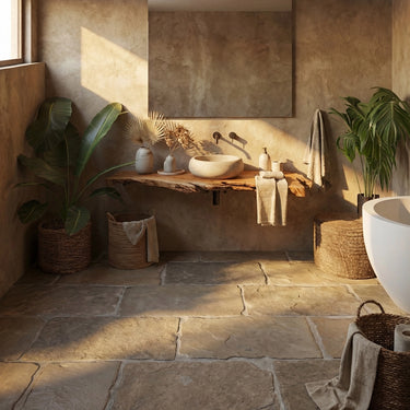 Live Edge Floating Wood Vanity with Organic Slab Design