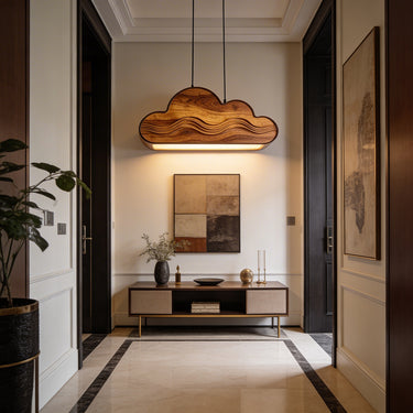 Cloud Wood Pendant Light Sculpted Wave Design
