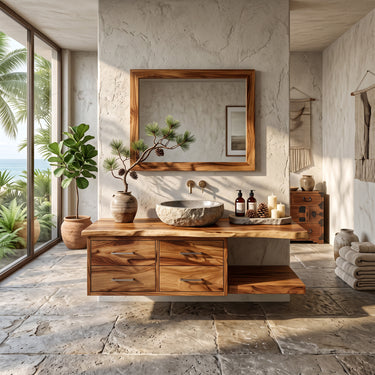 Modern Christmas Floating Bathroom Vanity with Drawers and Open Storage For Primary Bathroom