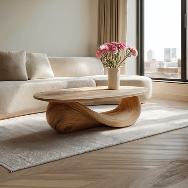 Organic Sculptural Coffee Table with Flowing Loop Base