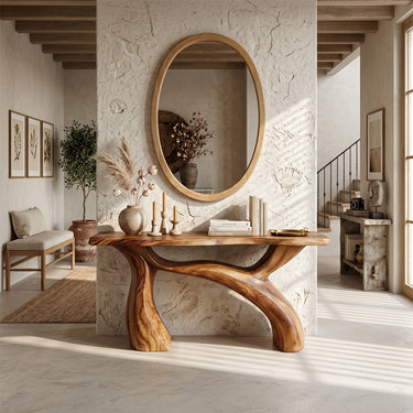 Organic Modern Entryway Console Table with Sculptural Form
