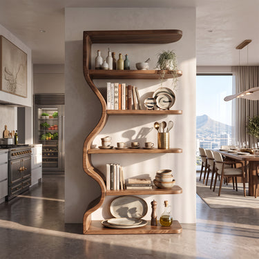 Sculptural Wave Bookshelf with Organic Curved Silhouette