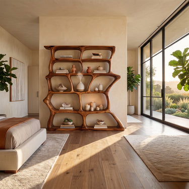 Artistic Freestanding Bookshelf With Geometric Shelves For Modern Interior