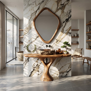 Christmas Live Edge Bathroom Vanity with Sculptural Pedestal